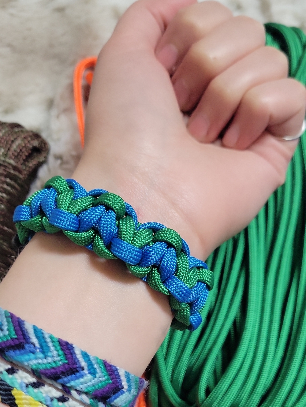 🆕️Blue & Green Braided Paracord Survival Bracelet